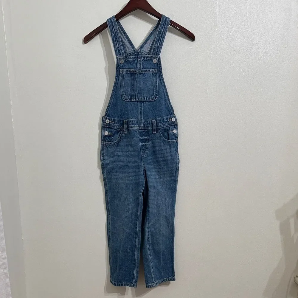 OLD NAVY Denim Overalls Girls Size 6-7 Small Adjustable Straps Kids